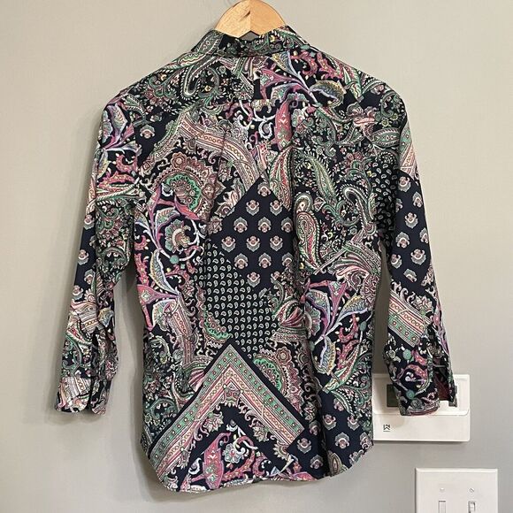 Lauren Ralph Lauren Top‎ Patchwork Paisley Button Down Shirt Sz Small EUC - Picture 3 of 13